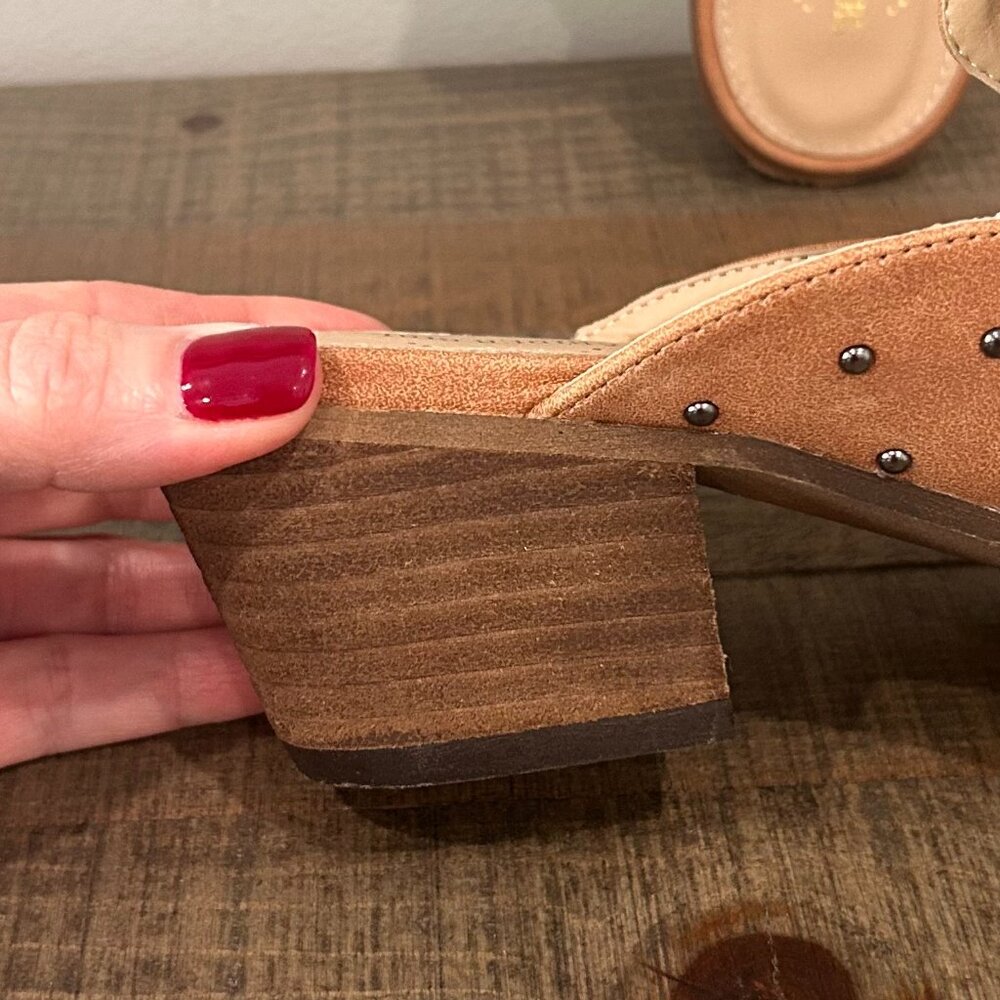 Studded Pointed Toe Mule in Tan - Women - Picture 4 of 8